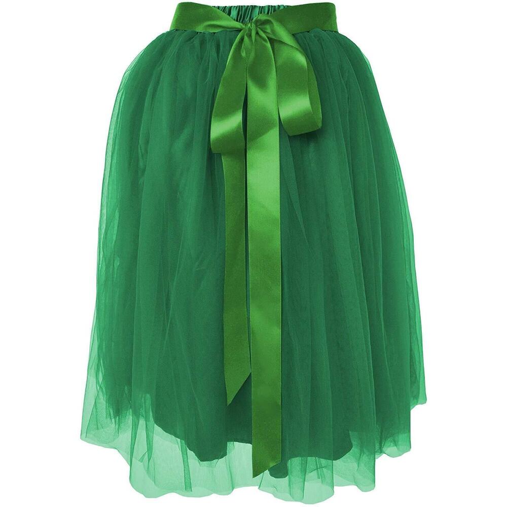 2781 Tulle Skirt Knee Length A Line Tutu Plus Size 20-26W Dark Green